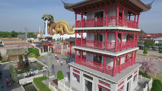 Aerial view of Dragon Descendants Museum, Suphan Buri Province, central Thailand, in 2021.
Aerial view of Mueang District, Suphan Buri Province, central Thailand, in 2021.