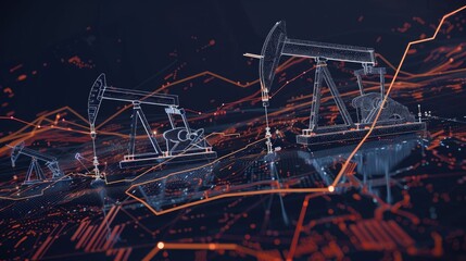 Obraz premium Historical Price Trends Charts showing the historical trends of crude oil prices over several decades, highlighting significant peaks and troughs