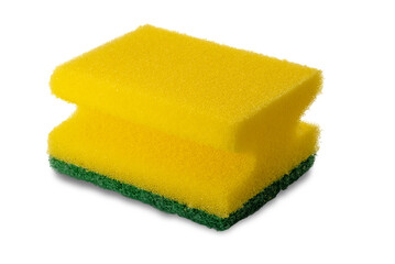Yellow and green sponge for washing dishes and tableware isolated