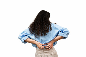Kidney infection pyelonephritis urinary tract infection. Attractive woman feel backache spine pain...