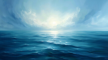 Obraz premium Ocean sunset with clouds. Generative by AI
