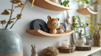 Superbe photo de décoration d'intérieur avec un animal en bois servant d'étagère dans un aménagement de maison