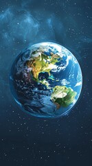Fototapeta premium Illustration of planet Earth against a star-filled background. Concept of global unity and environmental awareness