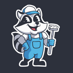 Cleaning Services Raccoon mascot vector illustration