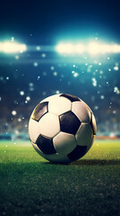 Naklejka premium Football on green grass