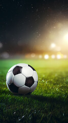 Naklejka premium Football on green grass