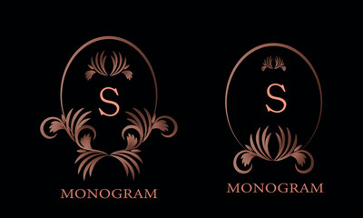 Elegant set of letter S logos can be used for business, heraldry, restaurant, hotel, postcards, etc.