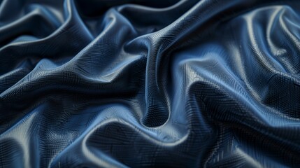 Fototapeta premium The leather material is dark in color, slightly wrinkled, forming waves.