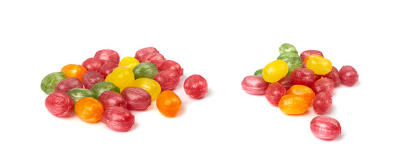 Hard Candy Isolated, Sour Hard Candies, Fruit Sugar Bonbon Pile, Colorful Lozenge, Color Candy Group