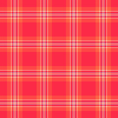 Gingham texture background check, page plaid fabric pattern. Canadian vector tartan textile seamless in red and pink colors.