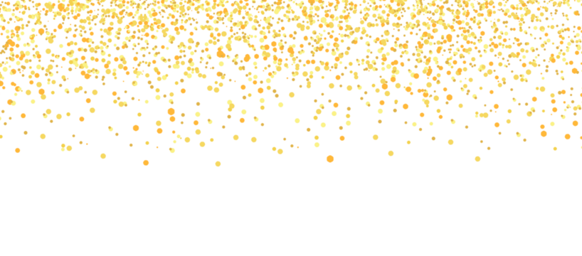 Golden glitter dust particles confetti on transparent background. Luxury birthday holiday confetti, effect overlays, Celebration elements, glitter dust, png