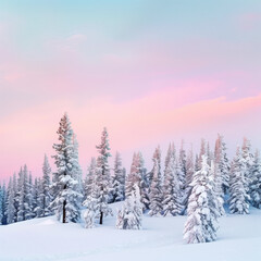Snow-Covered Pine Forests Stretching Under a Pale Winter Sky