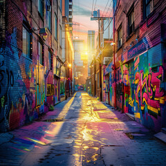 Fototapeta premium Vibrant Street Art Adorning Urban Alleyways