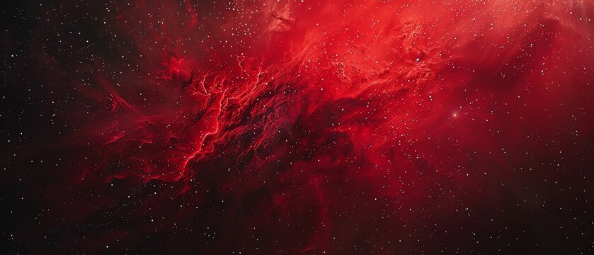 Deep space, red nebula, stars twinkling, vast and mysterious, cosmic wonder