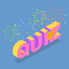 3D Isometric Flat Vector Illustration of Quiz, Question-Answer Game