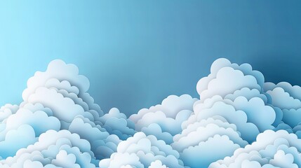 Clouds on blue sky banner. White cloud on blue sky in paper cut style