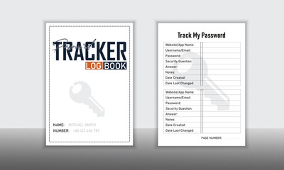 Password keeper logbook Set of password tracker logbook minimalist design template