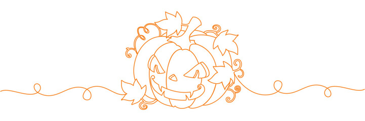 Illustration of a scary Halloween pumpkin for Halloween day in line art style