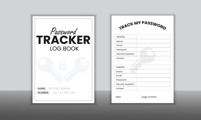 Password keeper logbook Set of password tracker logbook minimalist design template
