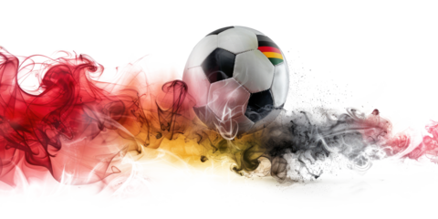 soccer ball with german flag colors isolated on white or transparent png