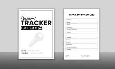 Password keeper logbook Set of password tracker logbook minimalist design template