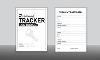 Password keeper logbook Set of password tracker logbook minimalist design template