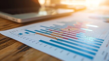 A close-up of a financial report with charts and graphs showing investment portfolio performance, symbolizing financial planning