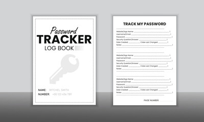 Password keeper logbook Set of password tracker logbook minimalist design template