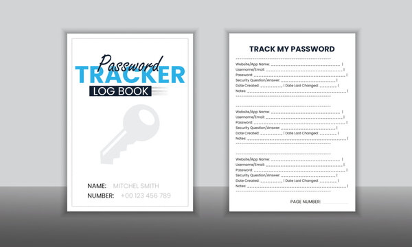 Password keeper logbook Set of password tracker logbook minimalist design template
