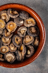 shiitake dried mushroom appetizer meal food snack on the table copy space food background rustic top view keto or paleo diet vegetarian vegan food