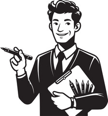 standing smile teacher man vector illastration