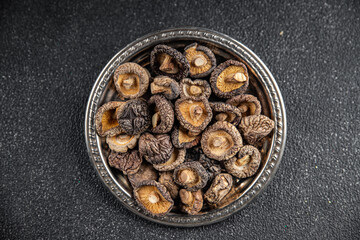 shiitake dried mushroom appetizer meal food snack on the table copy space food background rustic top view keto or paleo diet vegetarian vegan food
