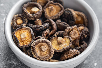 shiitake dried mushroom appetizer meal food snack on the table copy space food background rustic top view keto or paleo diet vegetarian vegan food