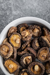 shiitake dried mushroom appetizer meal food snack on the table copy space food background rustic top view keto or paleo diet vegetarian vegan food