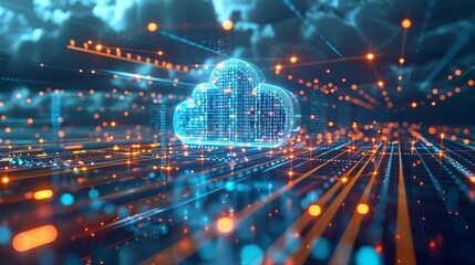 Fototapeta premium Cloud infrastructure supporting global business