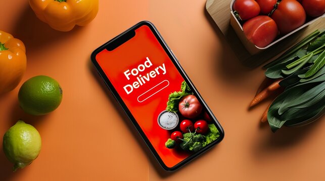 Modern food delivery mobile app kit template made with Ai generative technology