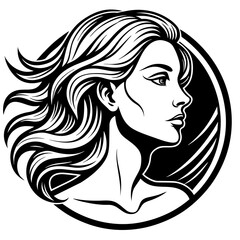 logo-of-a-woman-with-her-face-and-neck-turned-side