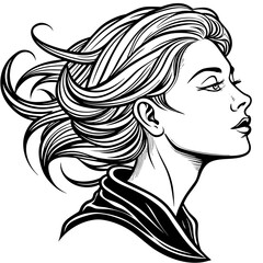 logo-of-a-woman-with-her-face-and-neck-turned-side
