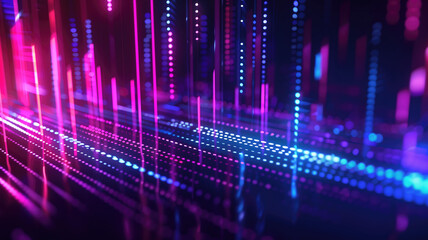 Abstract background with equalizer effect neon lights sound wave. Generative AI
