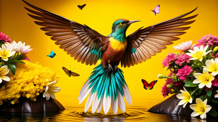 Obraz premium imagine a lush tropical paradise with a waterfall