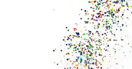 Multicolored paper confetti on transparent background. Realistic confetti flying. Colorful scattered items to holiday decorations. transparent PNG