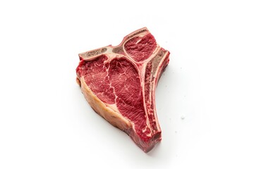 Obraz premium Prime T-Bone Steak: A Succulent Display of Marbled Perfection on a Clean Canvas