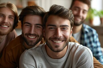 Three men posing happily for a photo