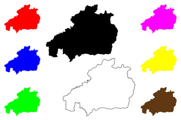 Castelo Branco District (Portuguese Republic, Portugal) map vector illustration, scribble sketch Castelo Branco map