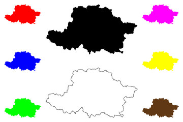 Naklejka premium Arad County (Administrative divisions of Romania, Vest development region) map vector illustration, scribble sketch Arad map..