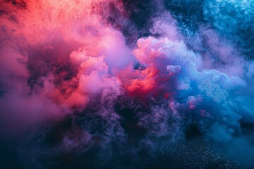 Air filled with red and blue smoke