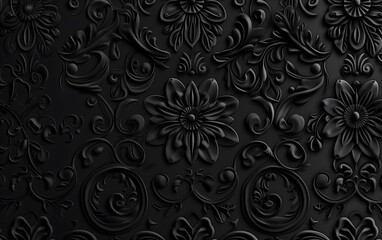 Black background with intricate pattern dark wallpaper for desktop and phone concept different shades creating an artistic effect background