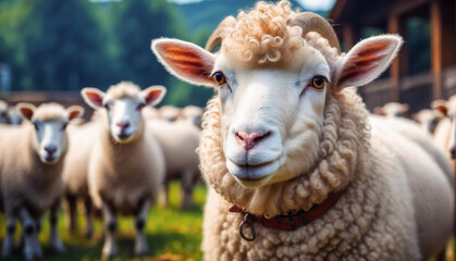 Obraz premium A close-up of a flock of sheep