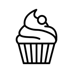 Cupcake line icon. Bakery icon. Bread and cake icon isolated on white background. Transparent background, minimalist symbol. Vector images