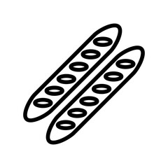 Baguette line icon. Bakery icon. Bread and cake icon isolated on white background. Transparent background, minimalist symbol. Vector images
